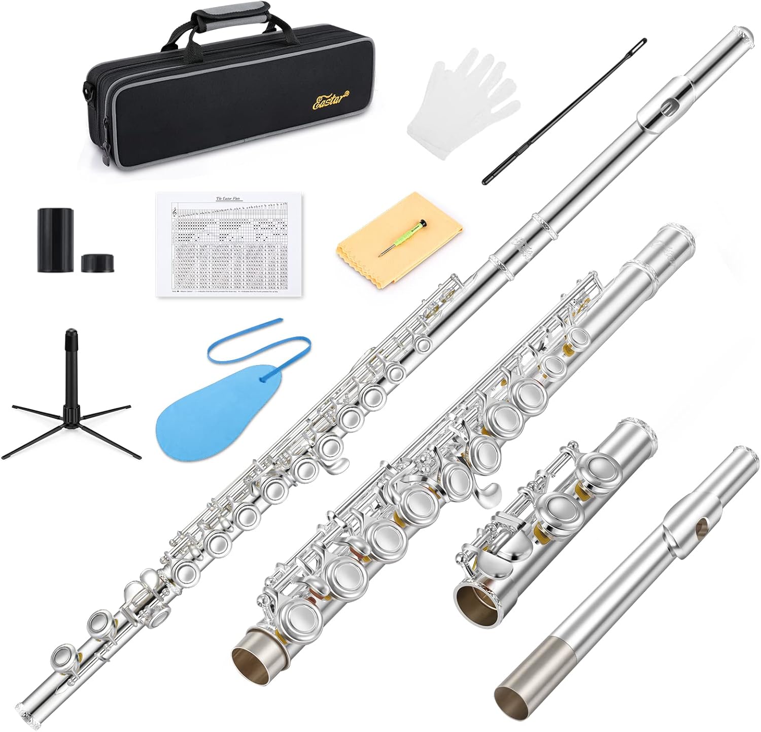 Eastar 16 Keys Open/Close Hole C Flute EFL-1 Silver Plated