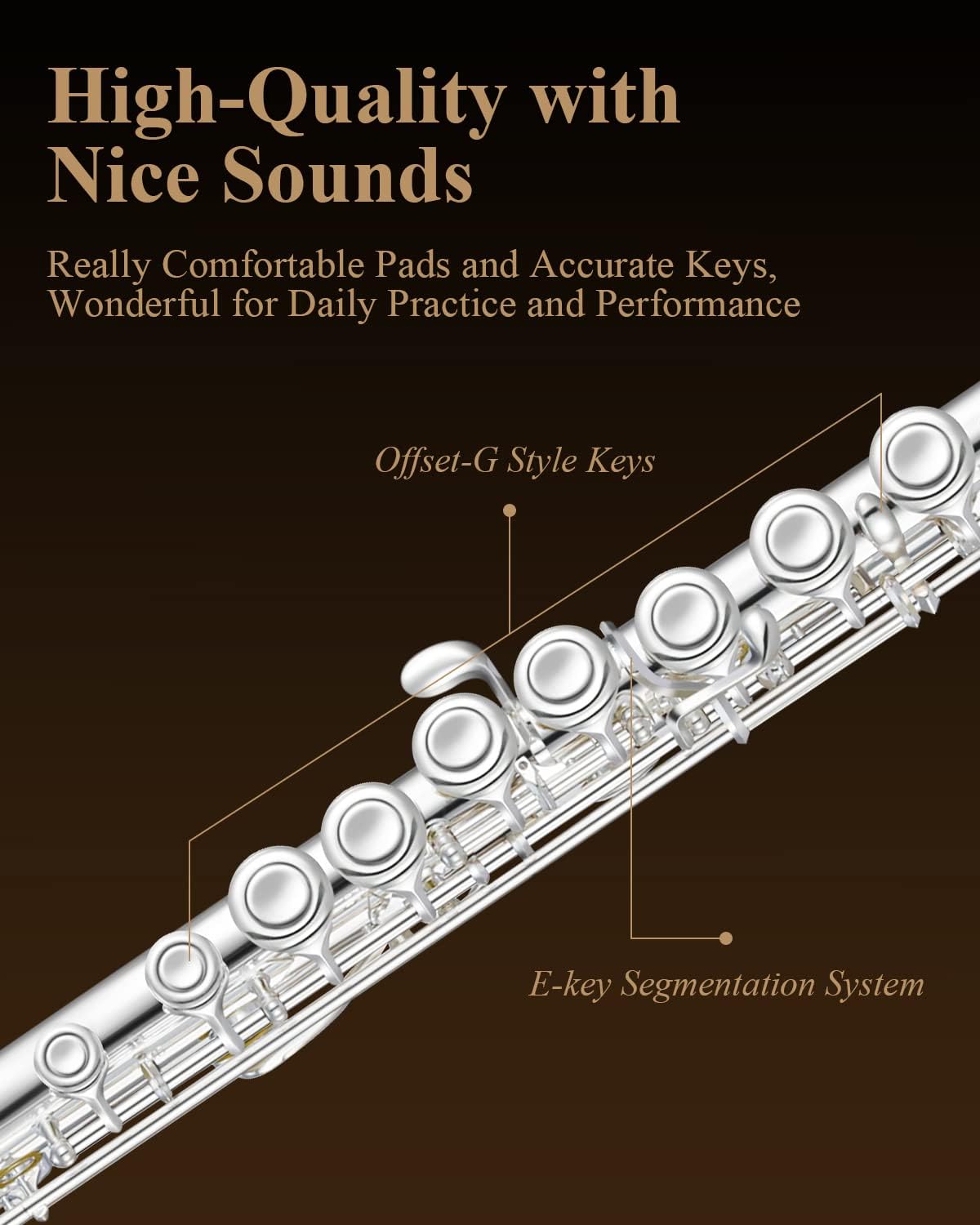 Eastar 16 Keys Open/Close Hole C Flute EFL-1 Silver Plated