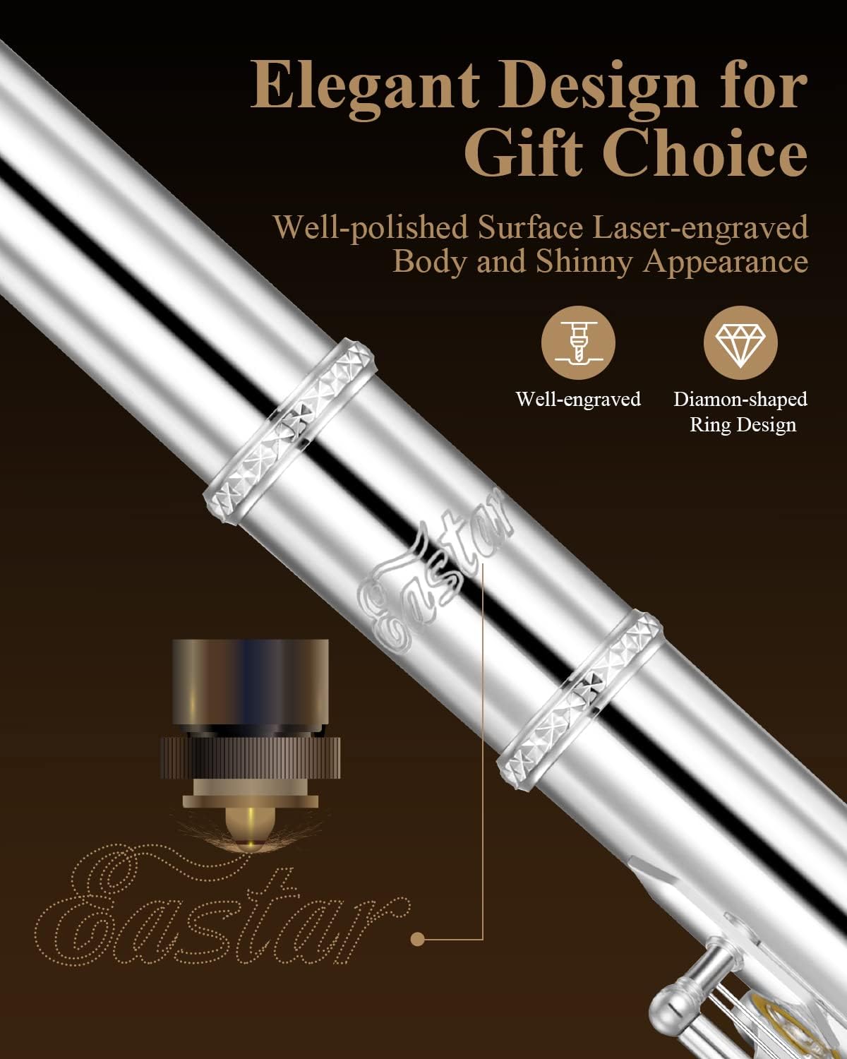 Eastar 16 Keys Open/Close Hole C Flute EFL-1 Silver Plated