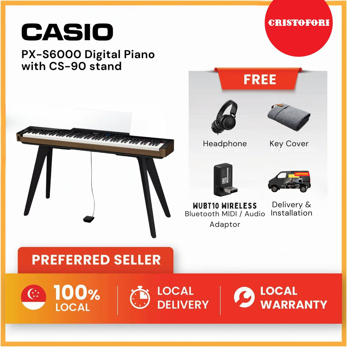 Casio Digital Piano PX-S6000 with CS-90 stand – Cristofori Music