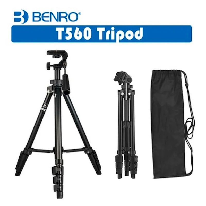 Tripod - Benro T560 Portable w Phone Holder & Bag, W: 2.5kg, H:1.4m