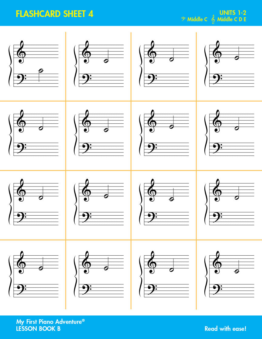 My First Piano Adventure® Flashcard Sheets For The Young Beginner