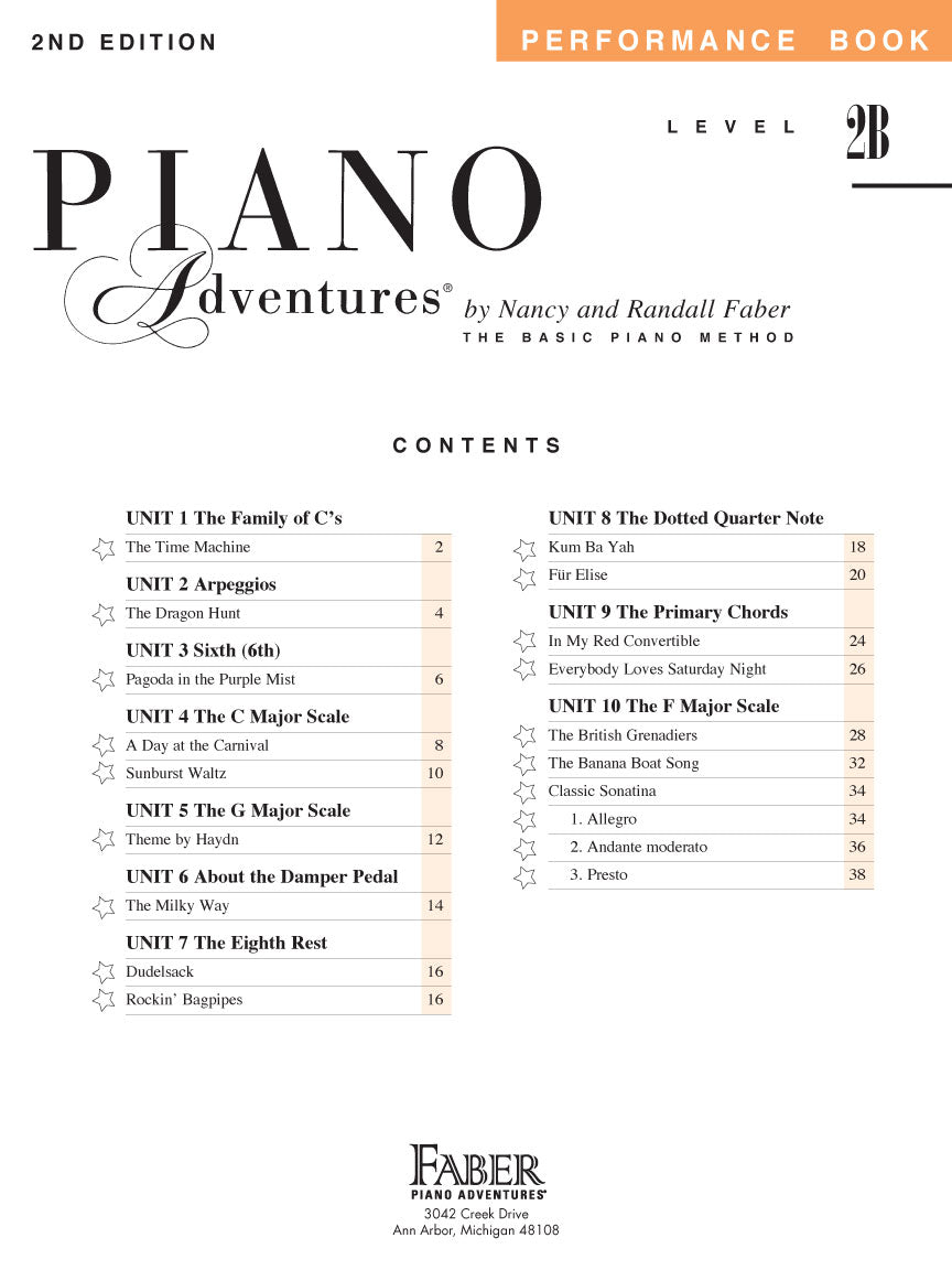 Piano Adventure - Level 2B - Performance Bk