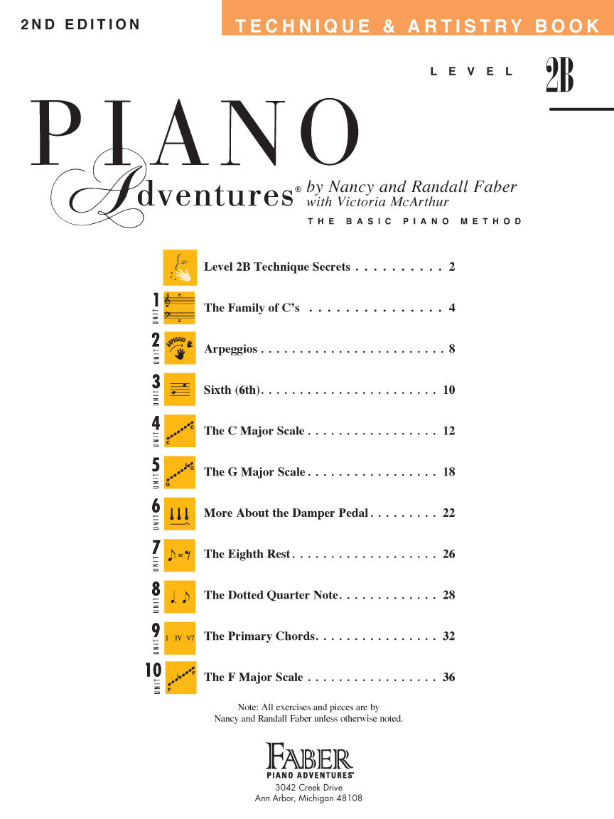 Faber Piano Adventures Level 1 - Technique & Artistry Book, 2nd Edition