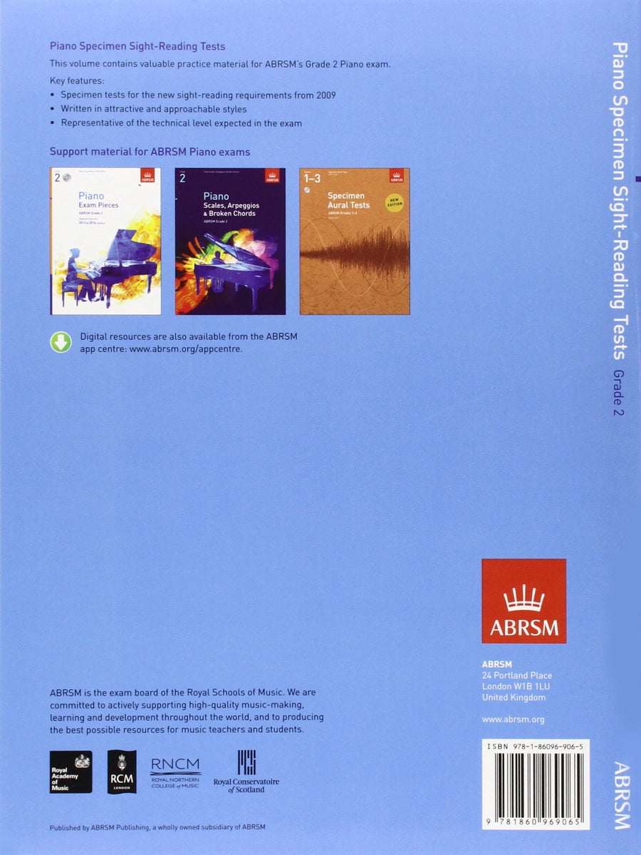 Piano Specimen Sight Reading Tests Grade 2 Cristofori Music