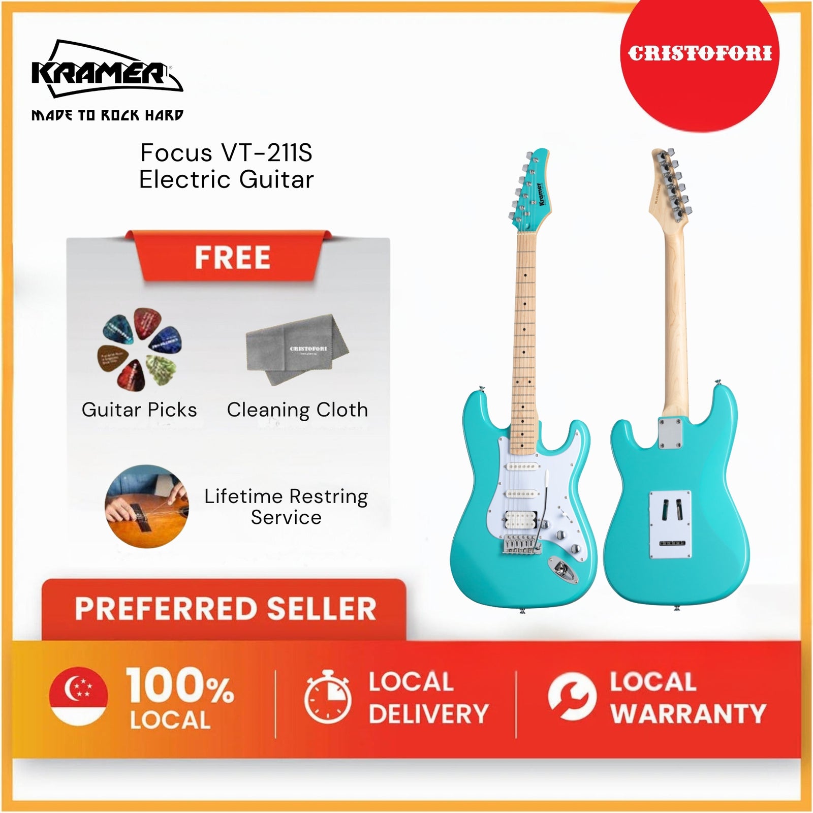 Kramer Focus VT-211S Electric Guitar Teal