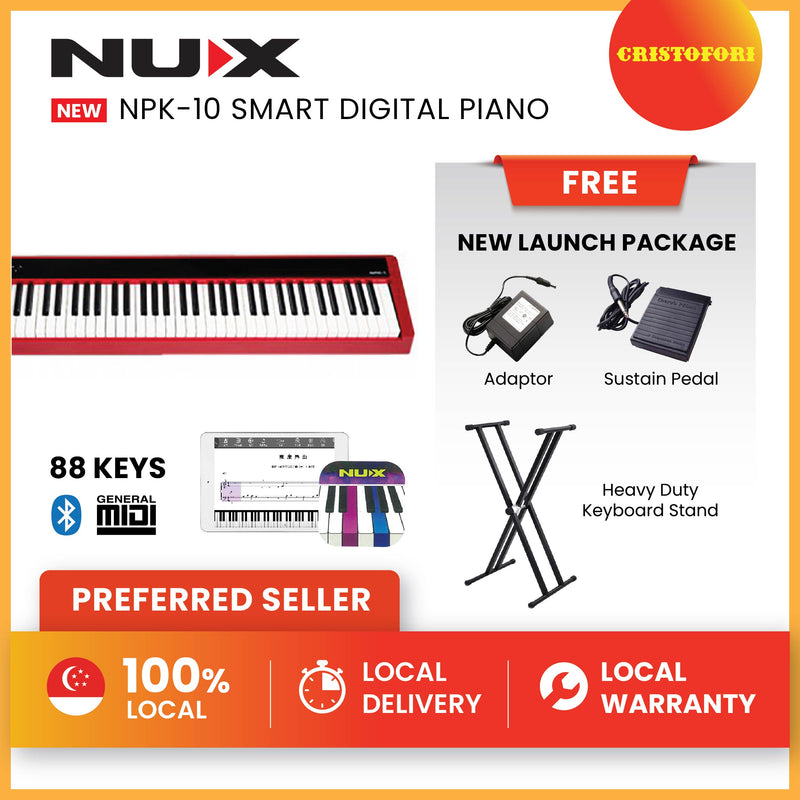 NUX Digital Piano -NPK-10 (Red) - with X Stand