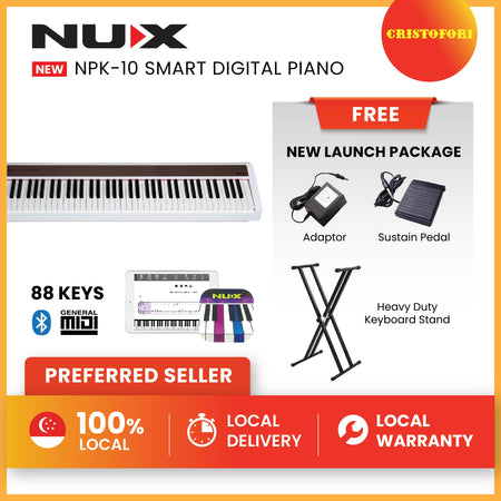 NUX Digital Piano -NPK-10 (White) - with X Stand