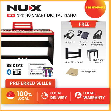 NUX Digital Piano -NPK-10 (Red) - with wooden stand (Black) NPS-1