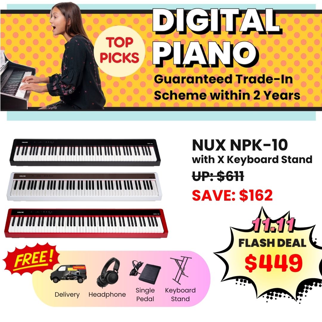 NUX Digital Piano -NPK-10 (Black) - with X Stand