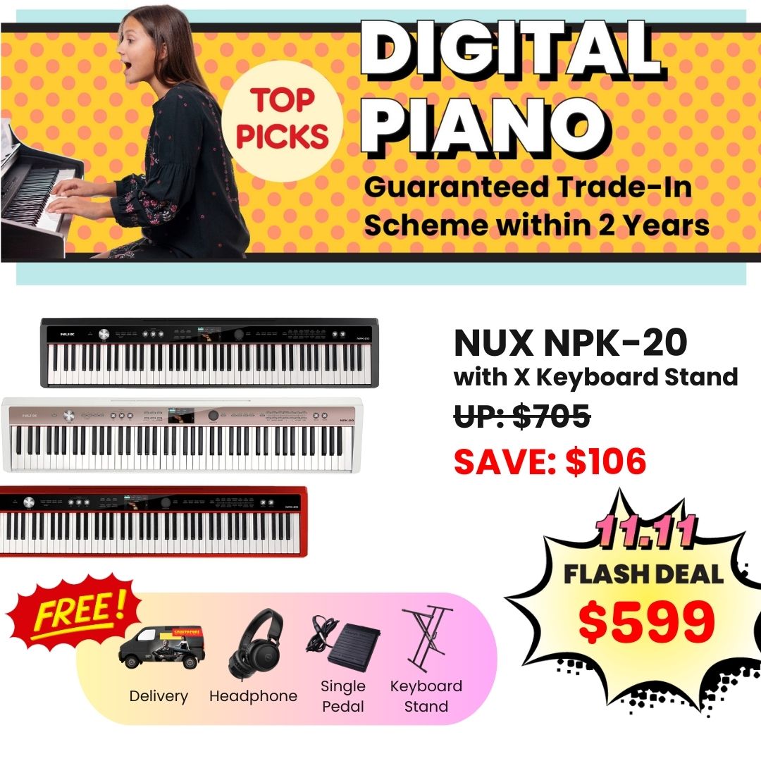 NUX Digital Piano -NPK-20 (Red) - with X Stand