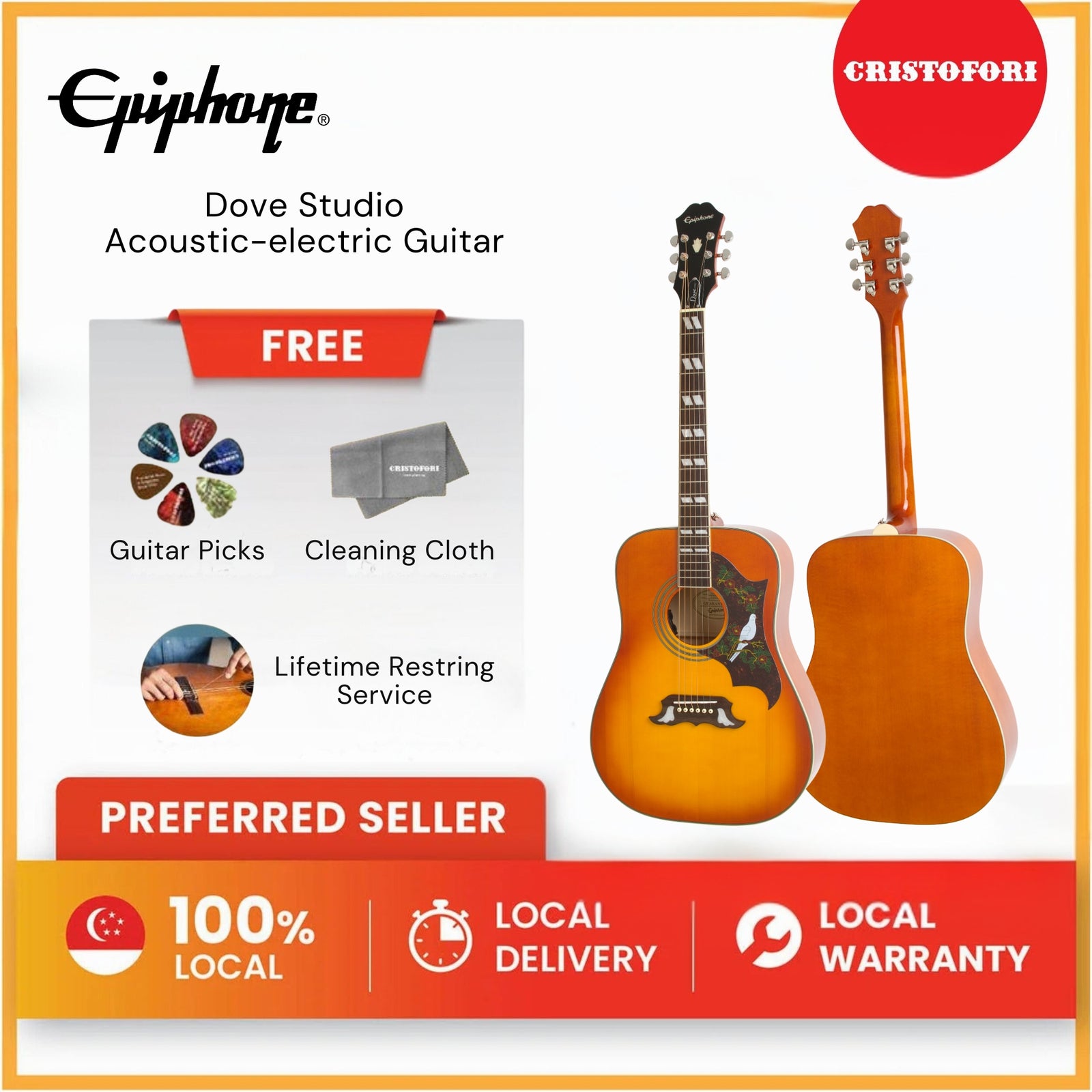 Epiphone Dove Studio Acoustic-electric Guitar Violinburst