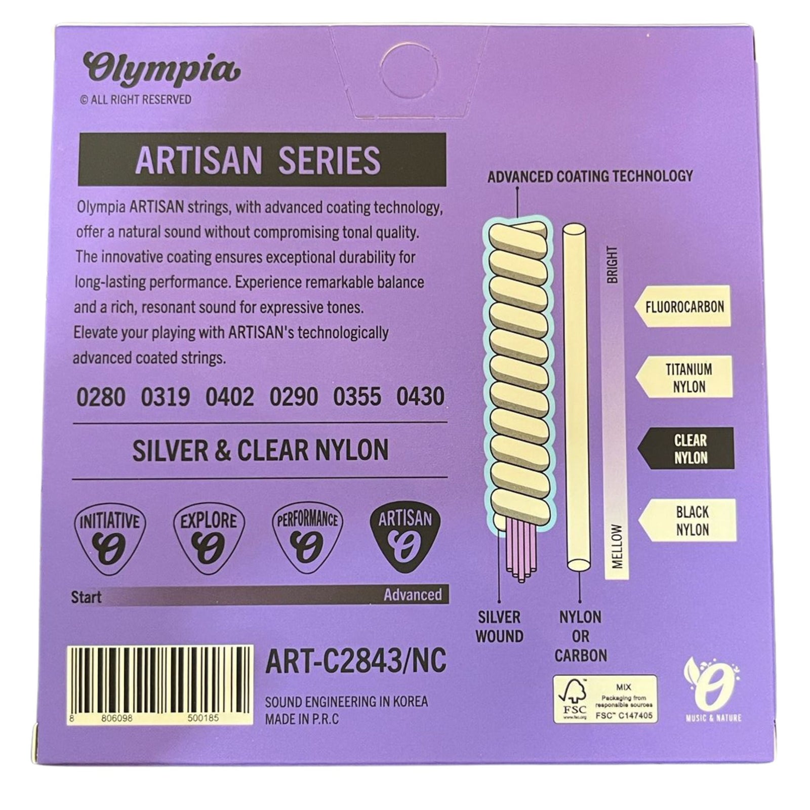 Olympia ART-C2843 Classical Guitar String Normal Tension (Artisan Series)