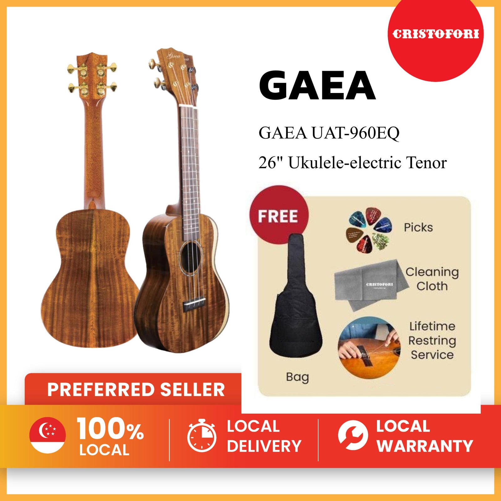 GAEA UAT-960EQ 26" Ukulele-electric Tenor