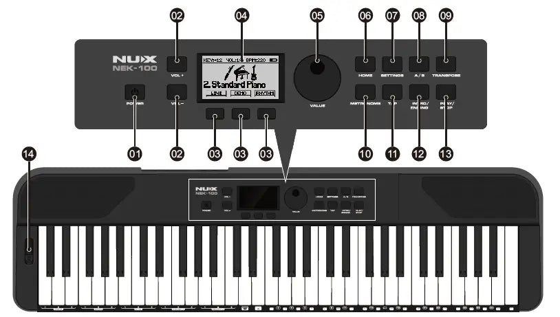 NUX NEK-100 61 keys Rechargeable Keyboard