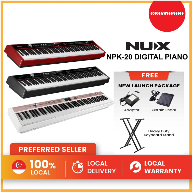 NUX Digital Piano -NPK-20 (White) - with X Stand