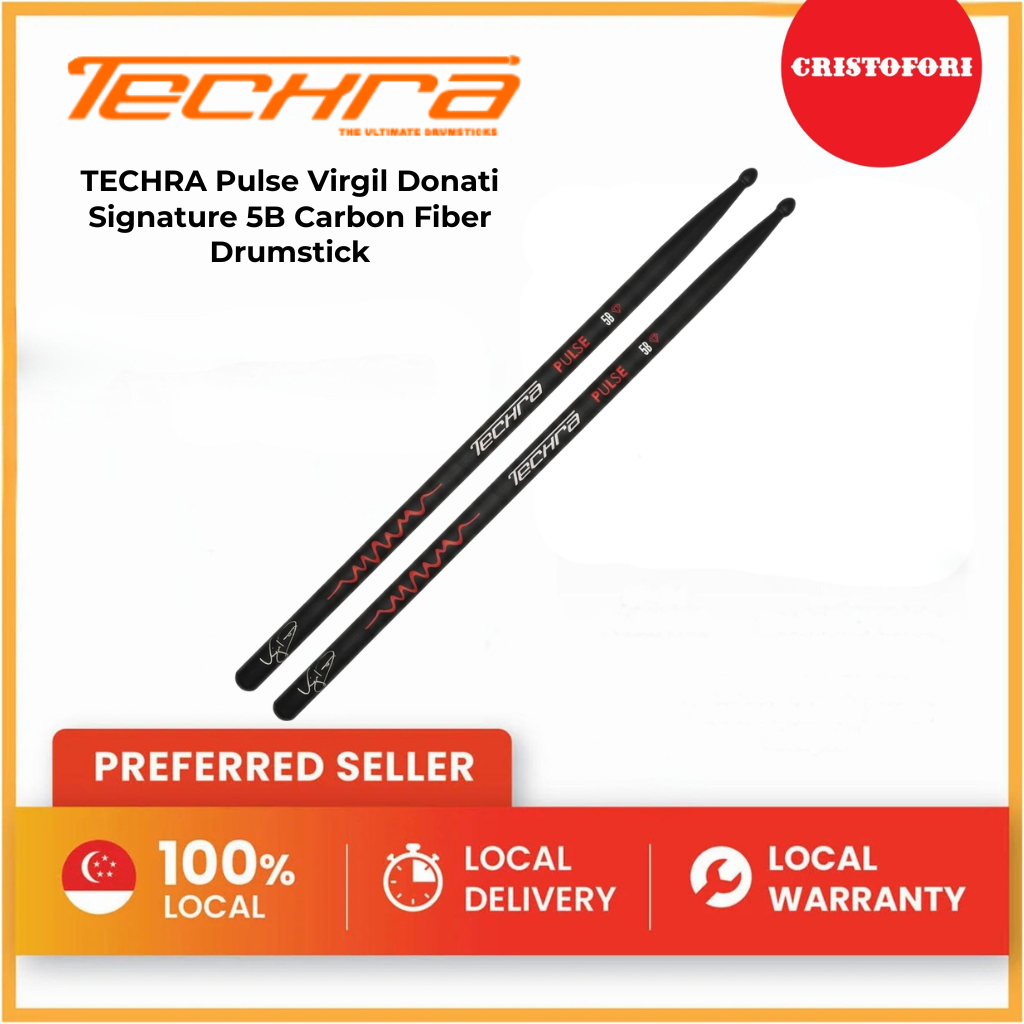 TECHRA Pulse Virgil Donati Signature 5B Carbon Fiber Drumstick