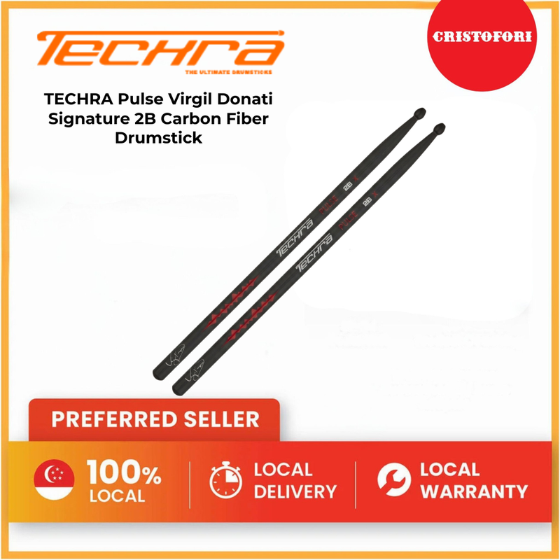 TECHRA Pulse Virgil Donati Signature 2B Carbon Fiber Drumstick