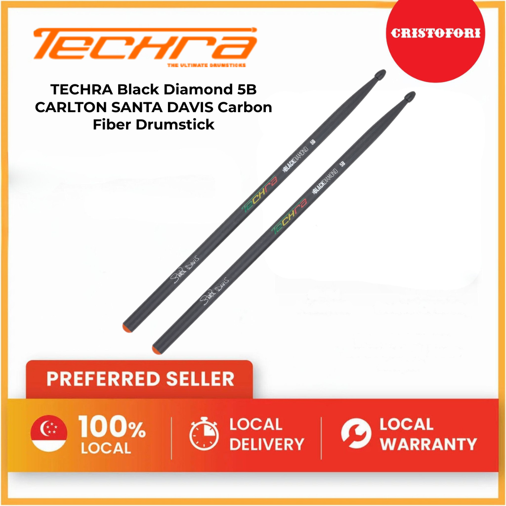 TECHRA Black Diamond 5B CARLTON SANTA DAVIS Carbon Fiber Drumstick