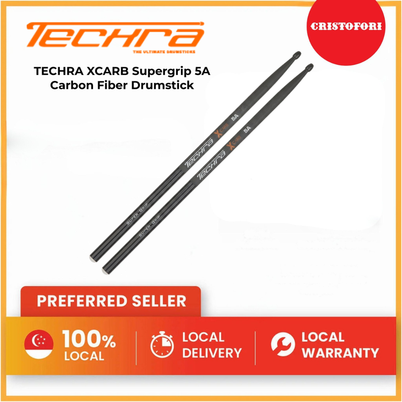 TECHRA XCARB Supergrip 5A Carbon Fiber Drumstick