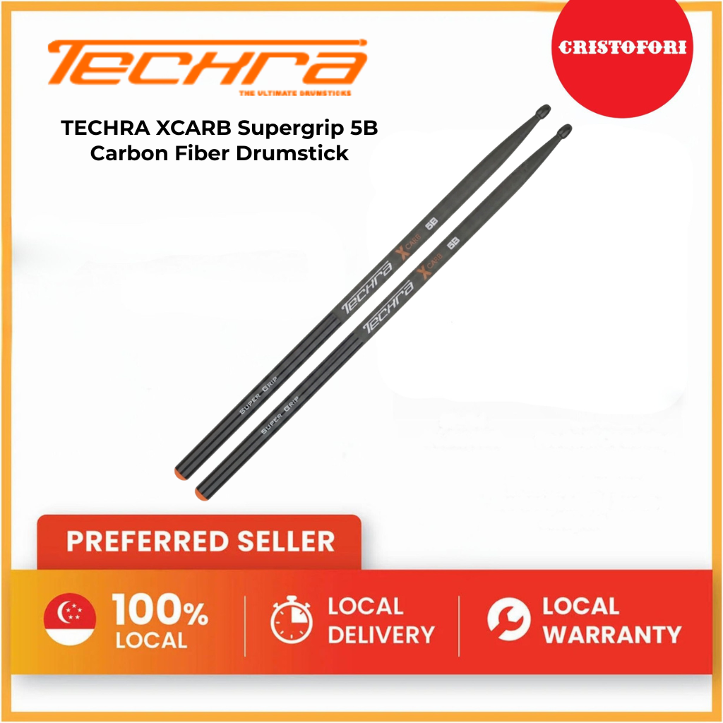 TECHRA XCARB Supergrip 5B Carbon Fiber Drumstick