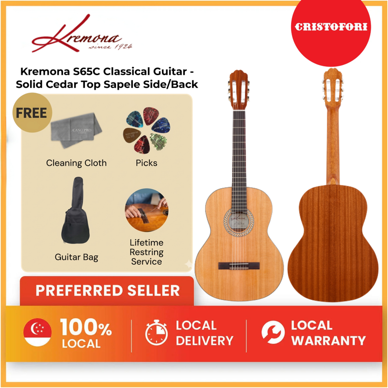 Kremona S65C Classical Guitar - Solid Cedar Top Sapele Side/Back