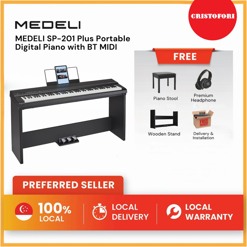 MEDELI SP-201 Plus BK Digital Piano with wooden stand