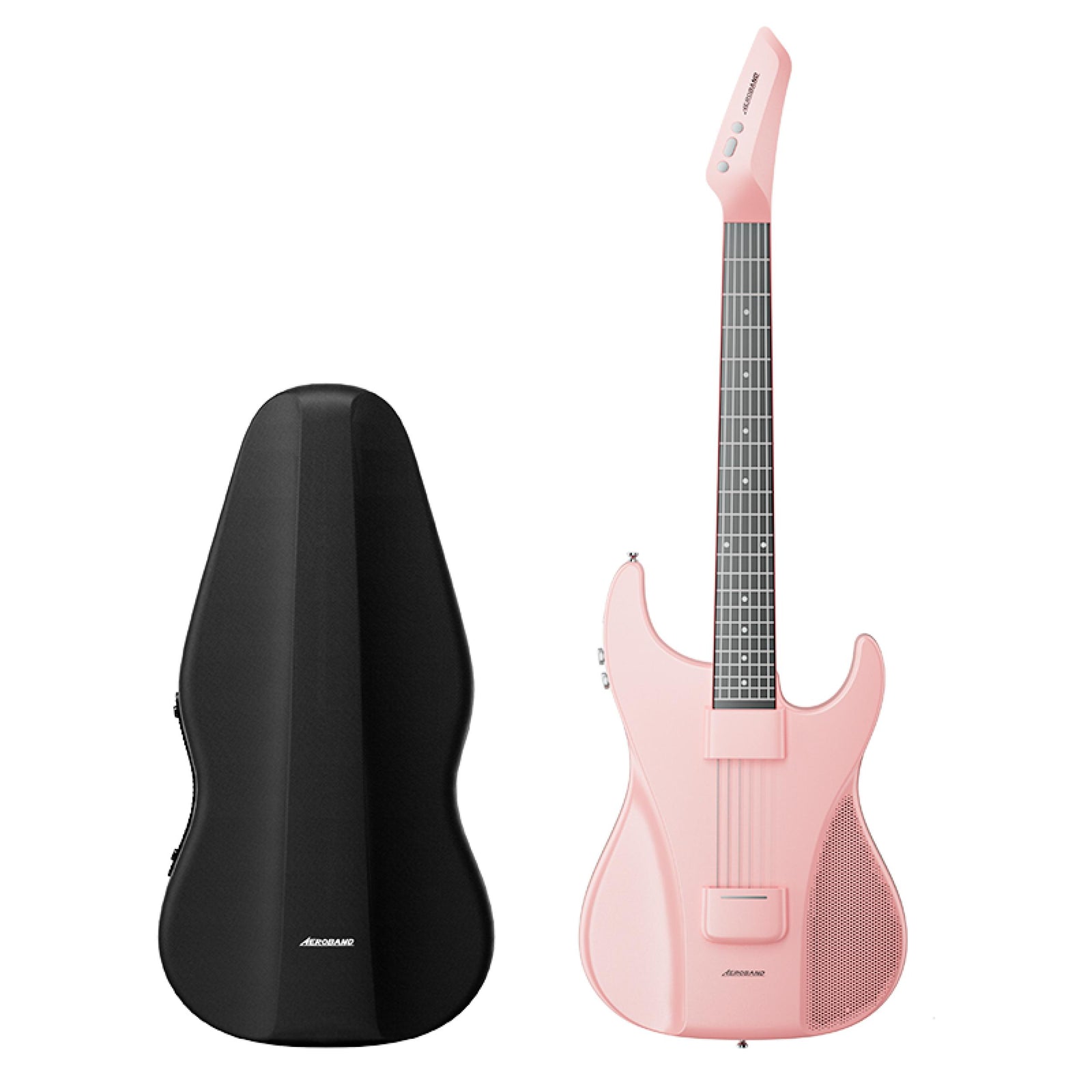 AeroBand Pain-Free Stringless Acoustic-Electric Travel Guitar Full Set (Pink))