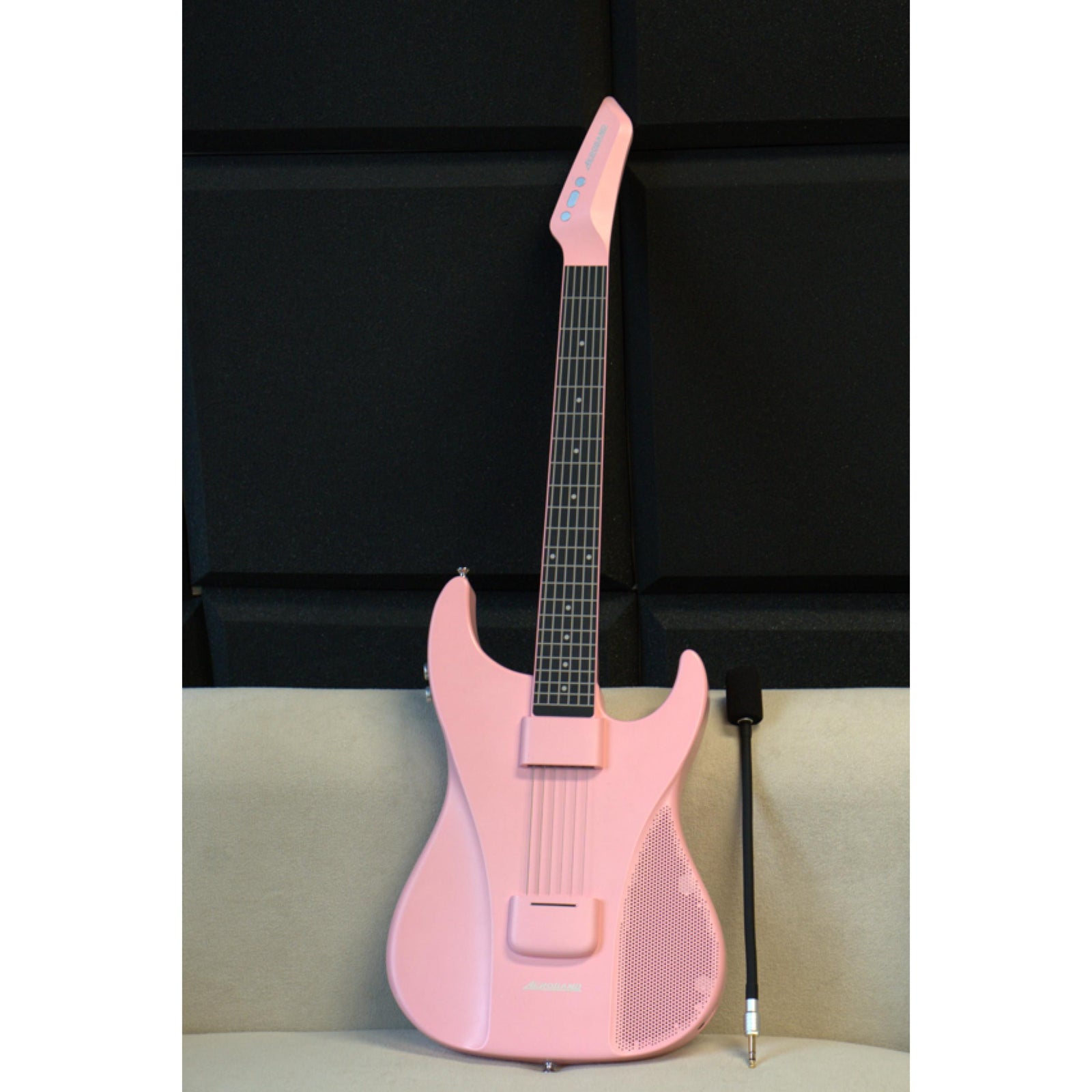AeroBand Pain-Free Stringless Acoustic-Electric Travel Guitar Full Set (Pink))