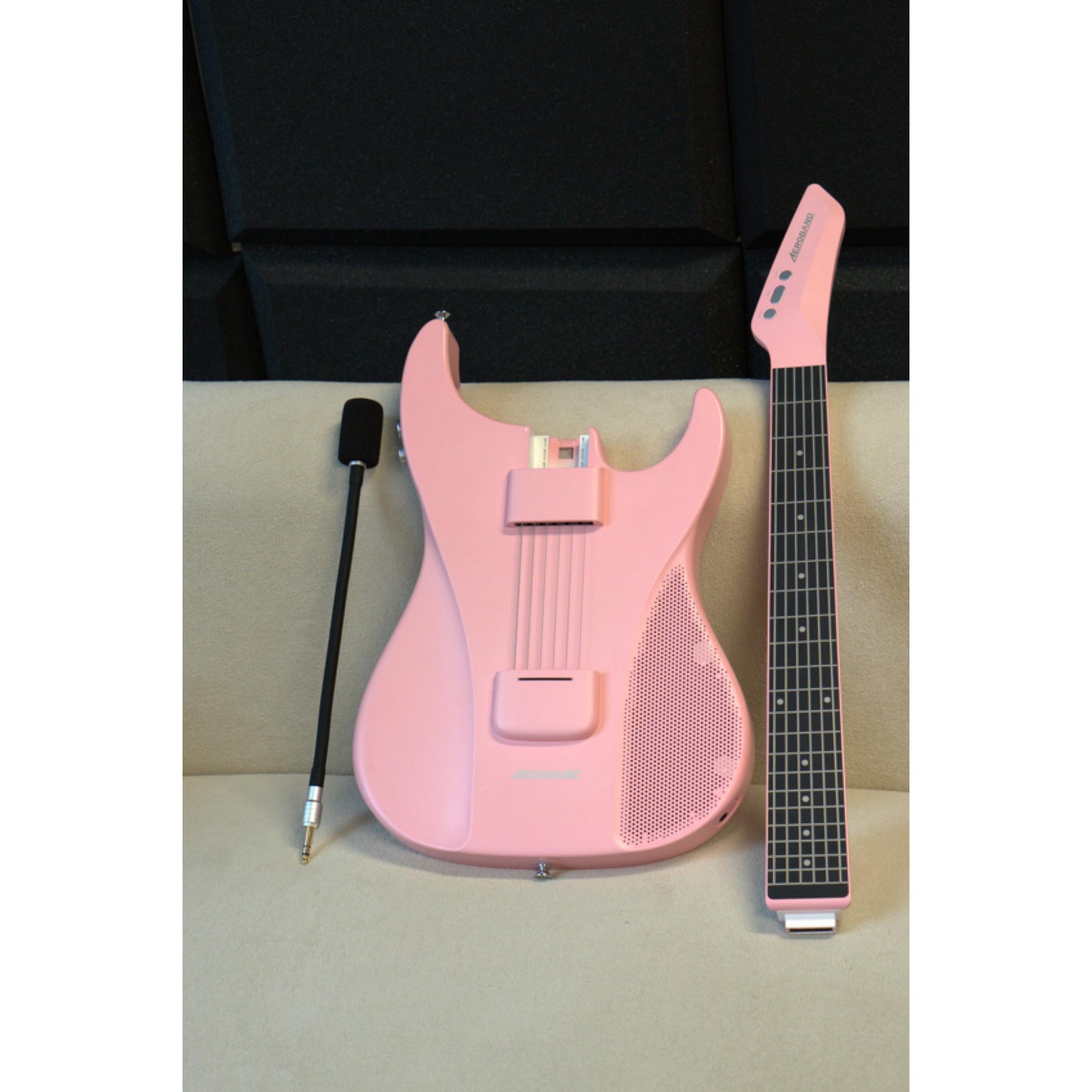 AeroBand Pain-Free Stringless Acoustic-Electric Travel Guitar Full Set (Pink))