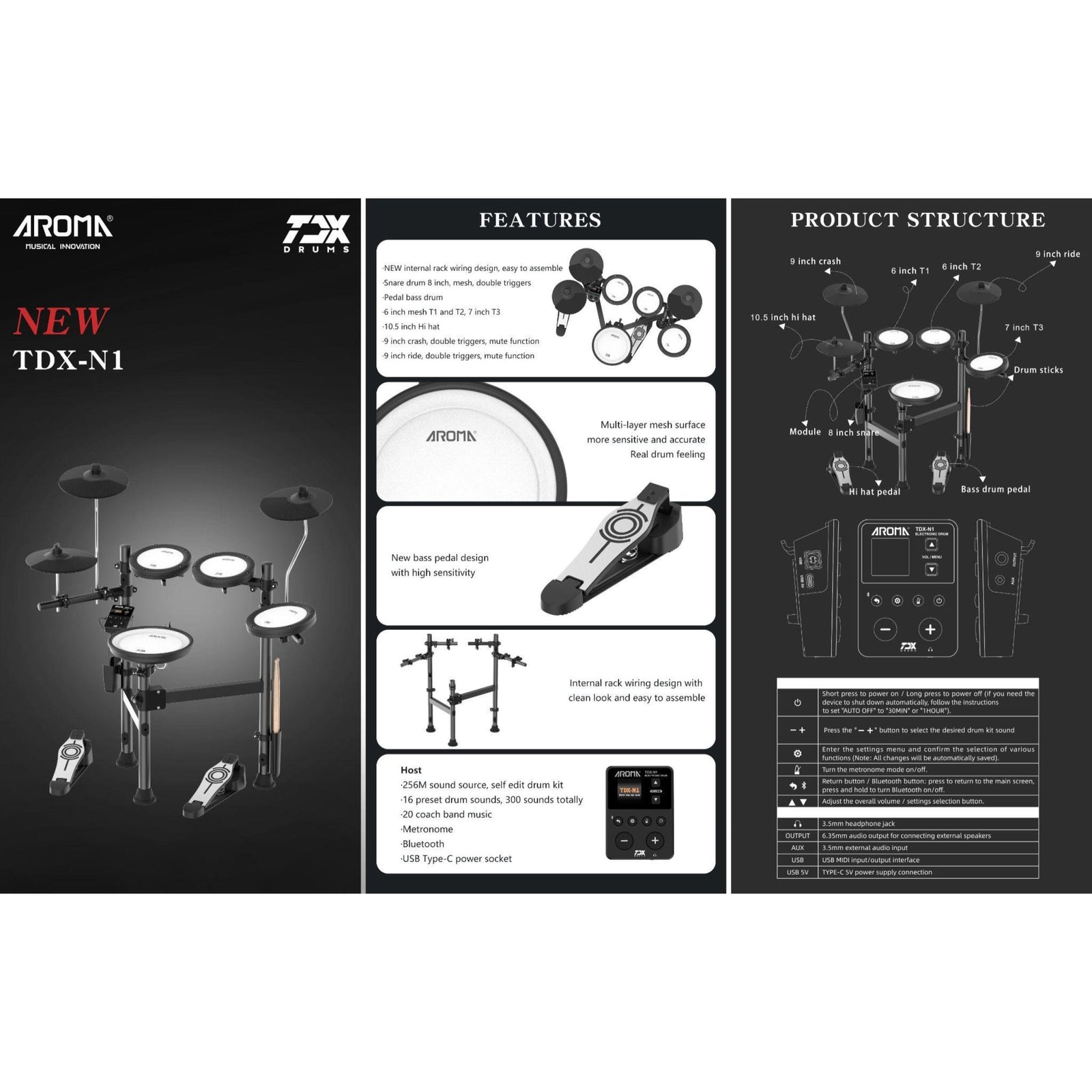 AROMA TDX-N1 Electronic Drum Kit