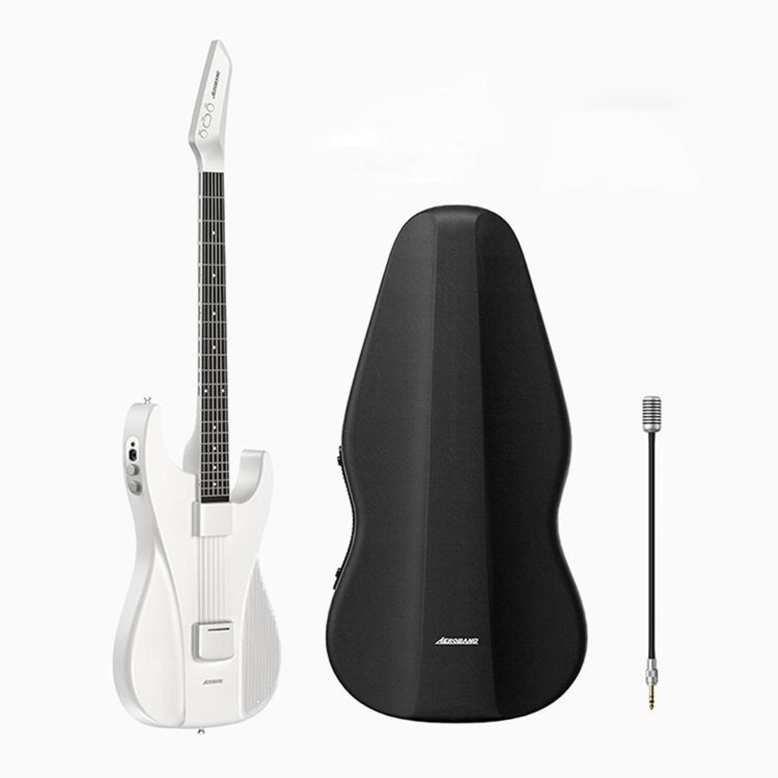 AeroBand Pain-Free Stringless Acoustic-Electric Travel Guitar Full Set (White)