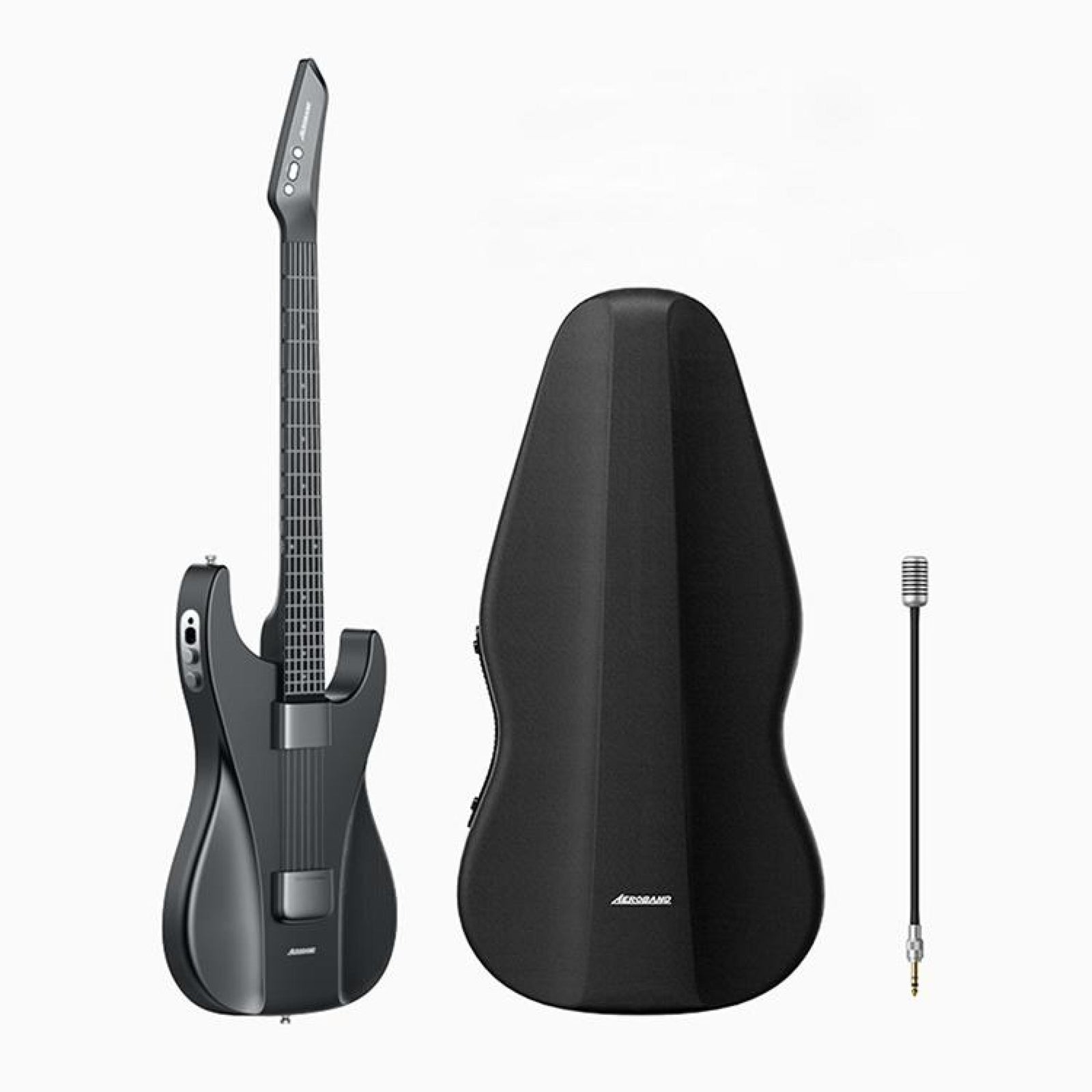 AeroBand Pain-Free Stringless Acoustic-Electric Travel Guitar Full Set (Black)