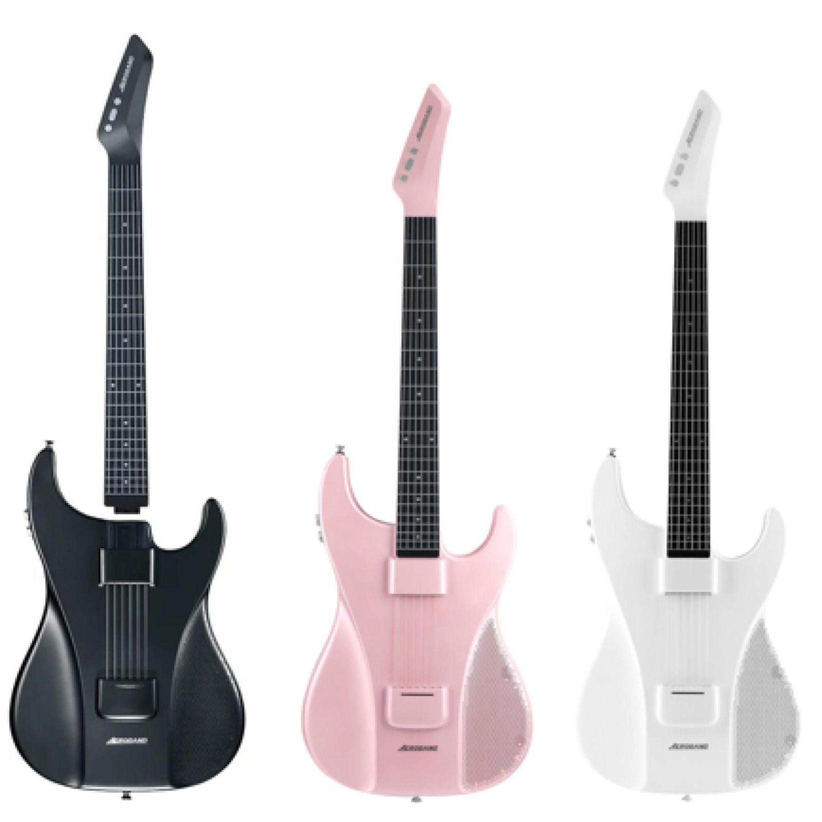 AeroBand Pain-Free Stringless Acoustic-Electric Travel Guitar Full Set (Black)