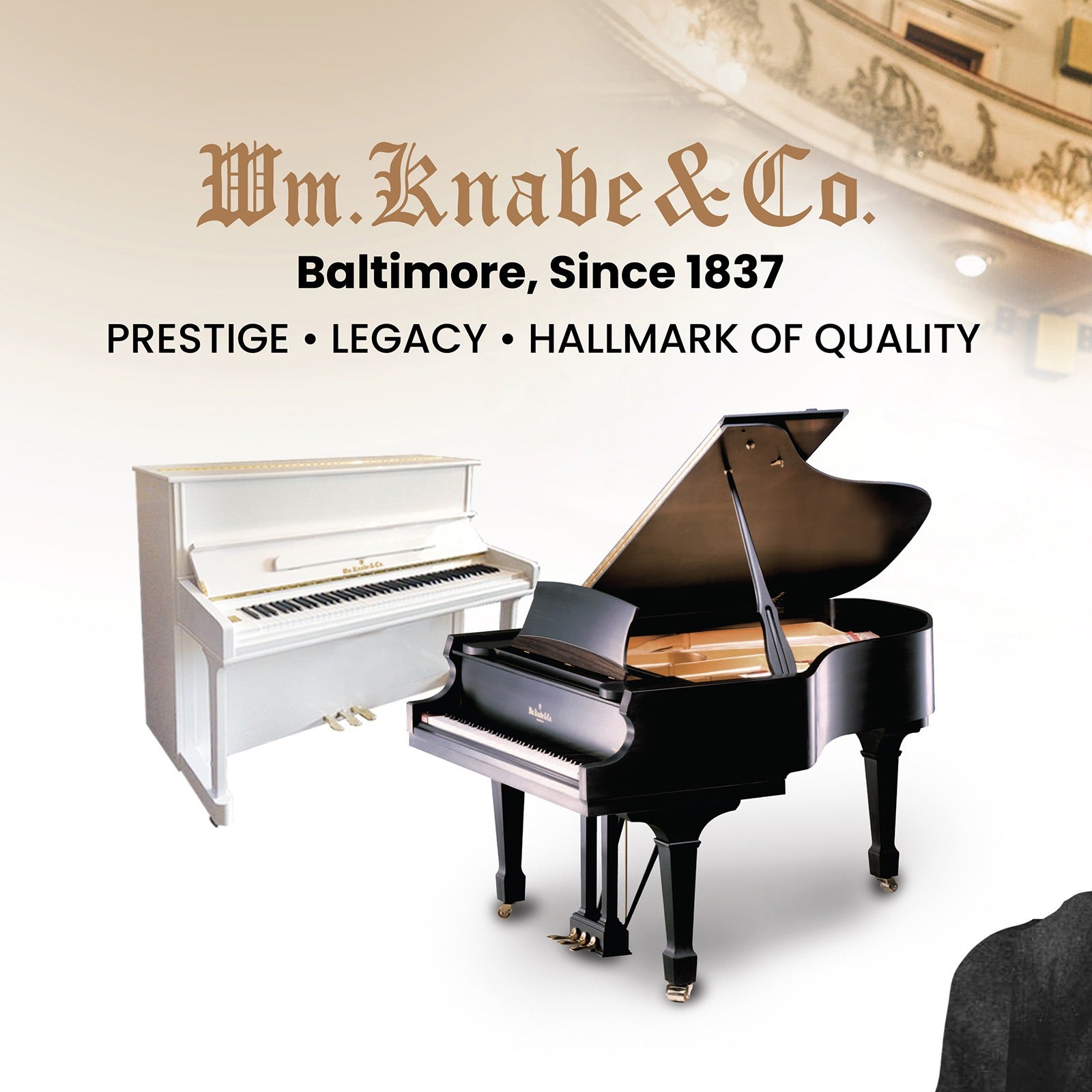 WM Knabe Upright Piano WMV-121MD Black