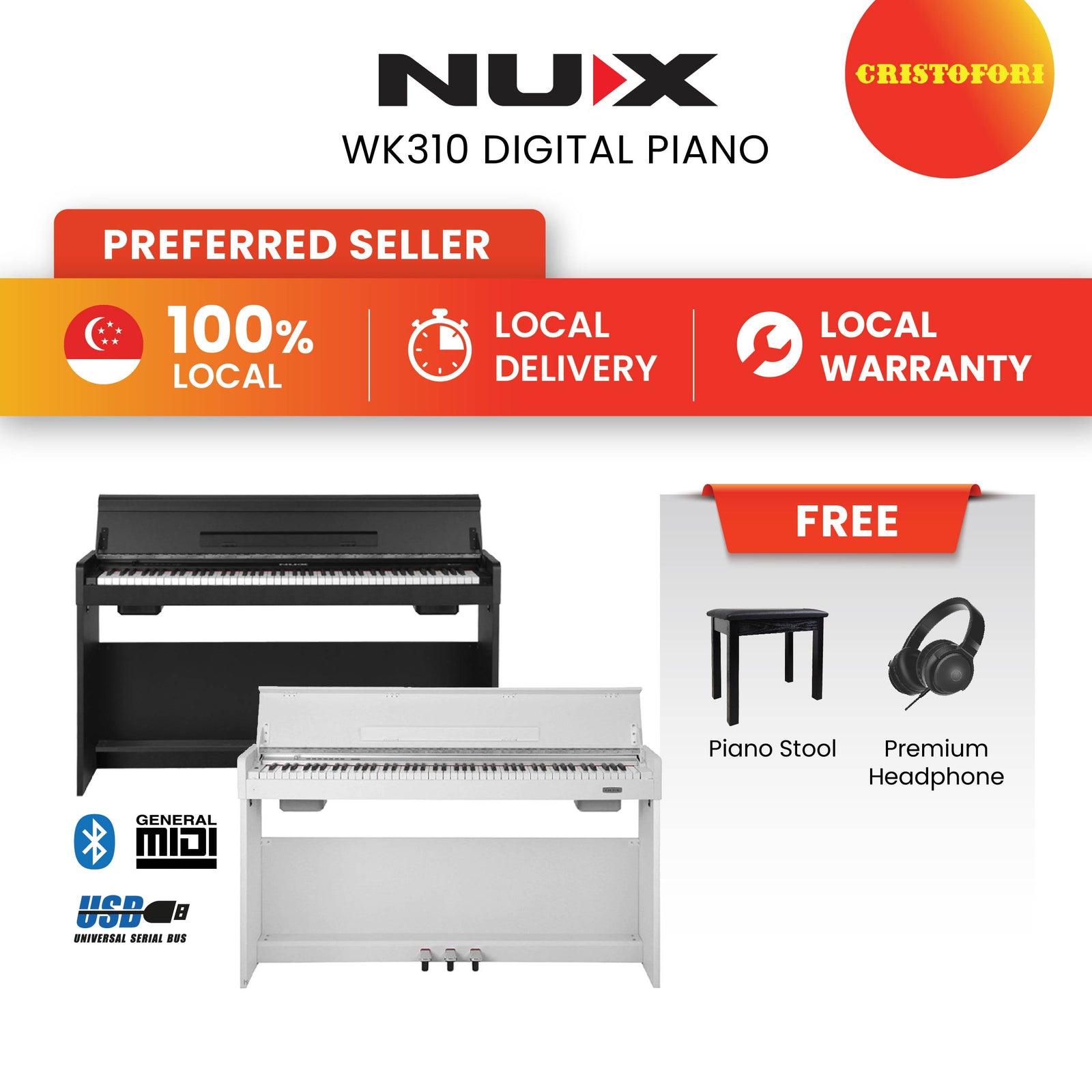 NUX Digital Piano - WK310 White