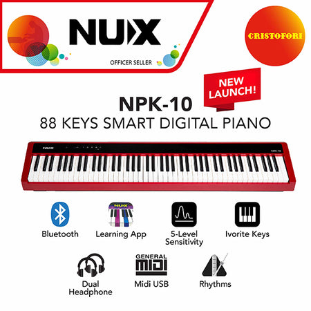 NUX Digital Piano -NPK-10 (Red) - with wooden stand (Black) NPS-1