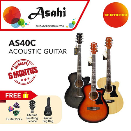 Asahi AS40C-BK Acoustic Guitar w/bag