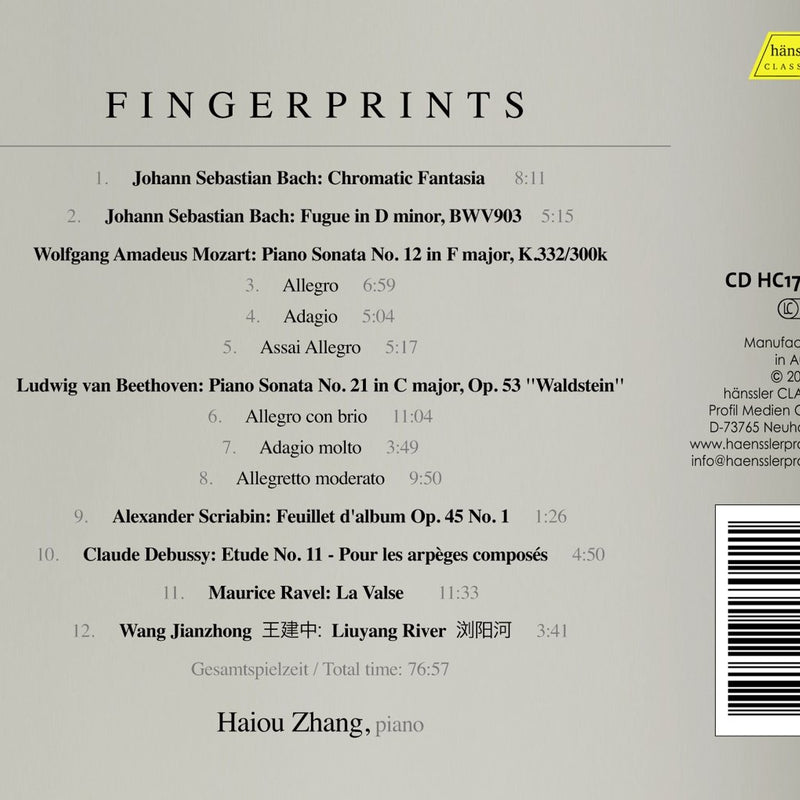 Haiou Zhang CD Album - Fingerprints