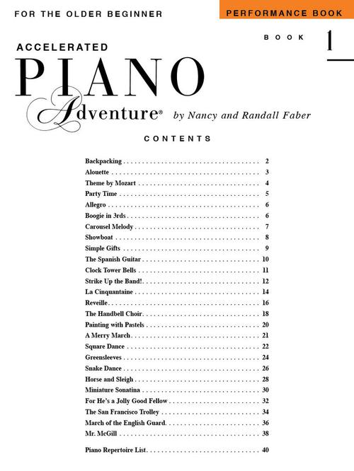 Accelerated Piano Adventure - Performance Book 1 – Cristofori Music