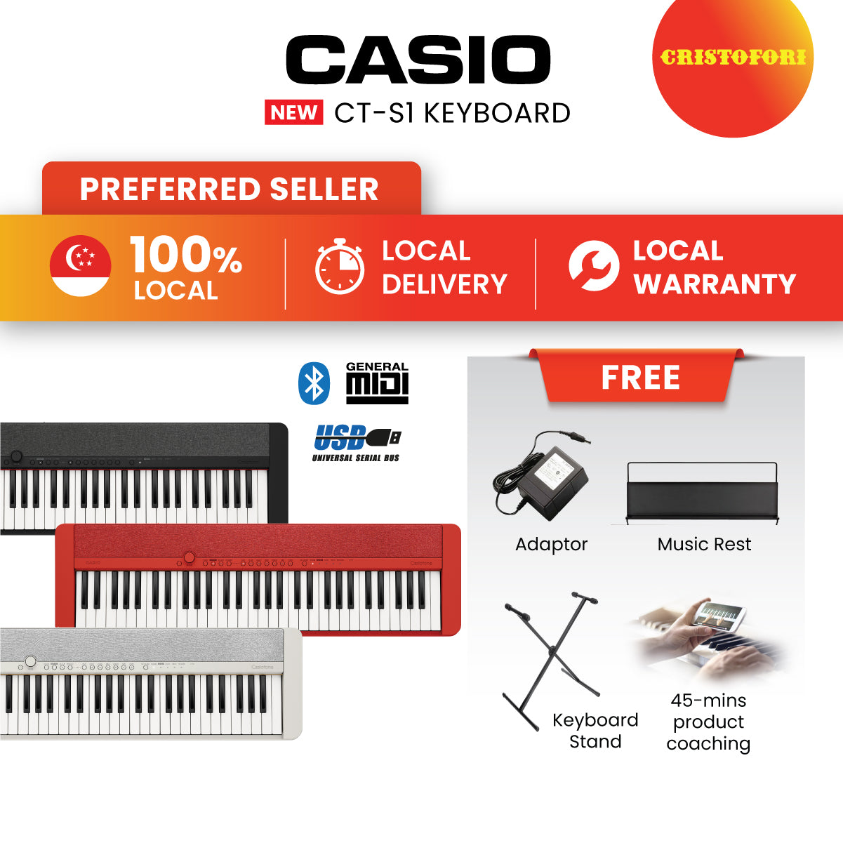 Casio CT-S1 (White) Keyboard