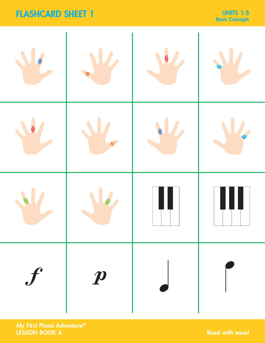 My First Piano Adventure® Flashcard Sheets For The Young Beginner