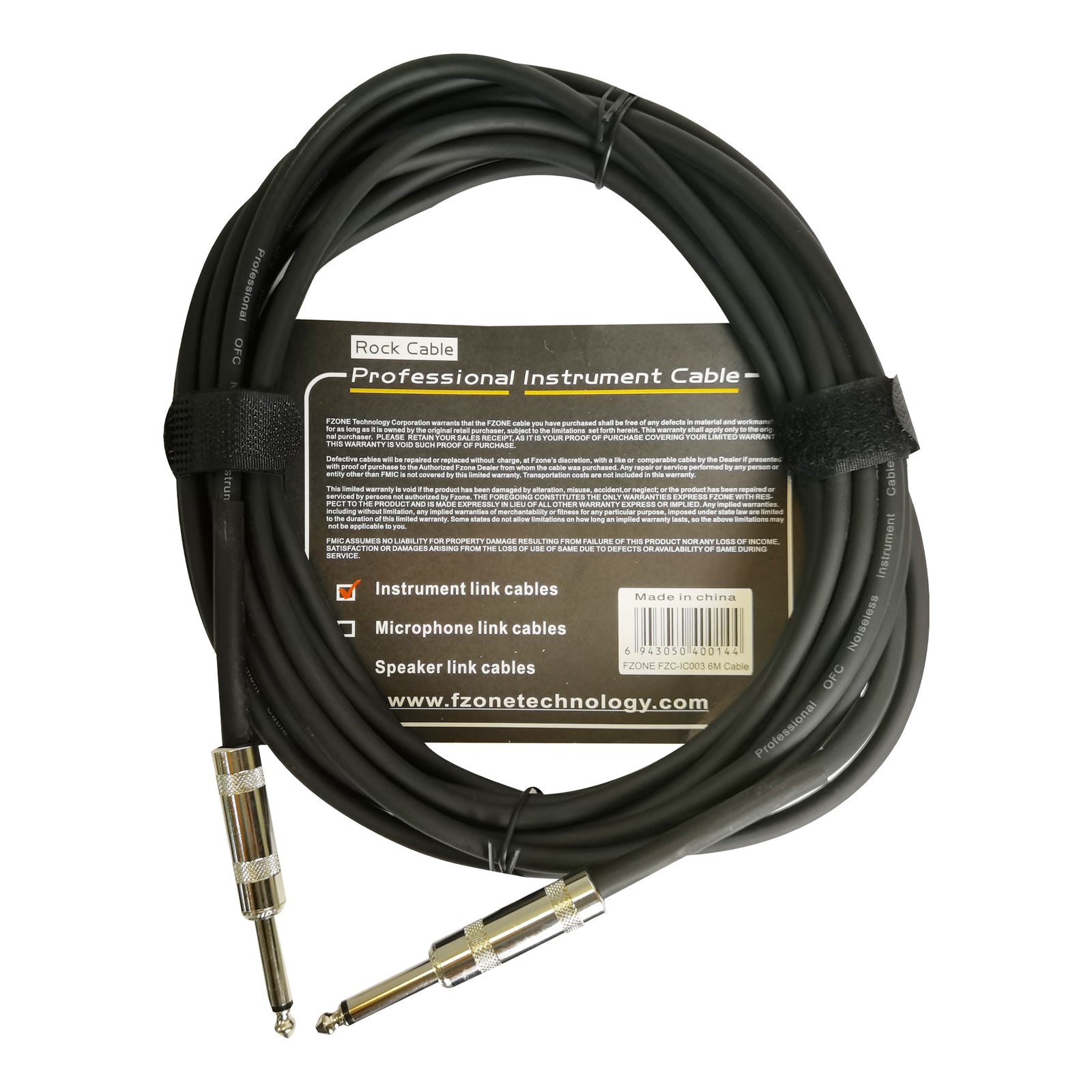 Fzone FZC-IC003 6.35mm to 6.35mm mono jack cable black 6M