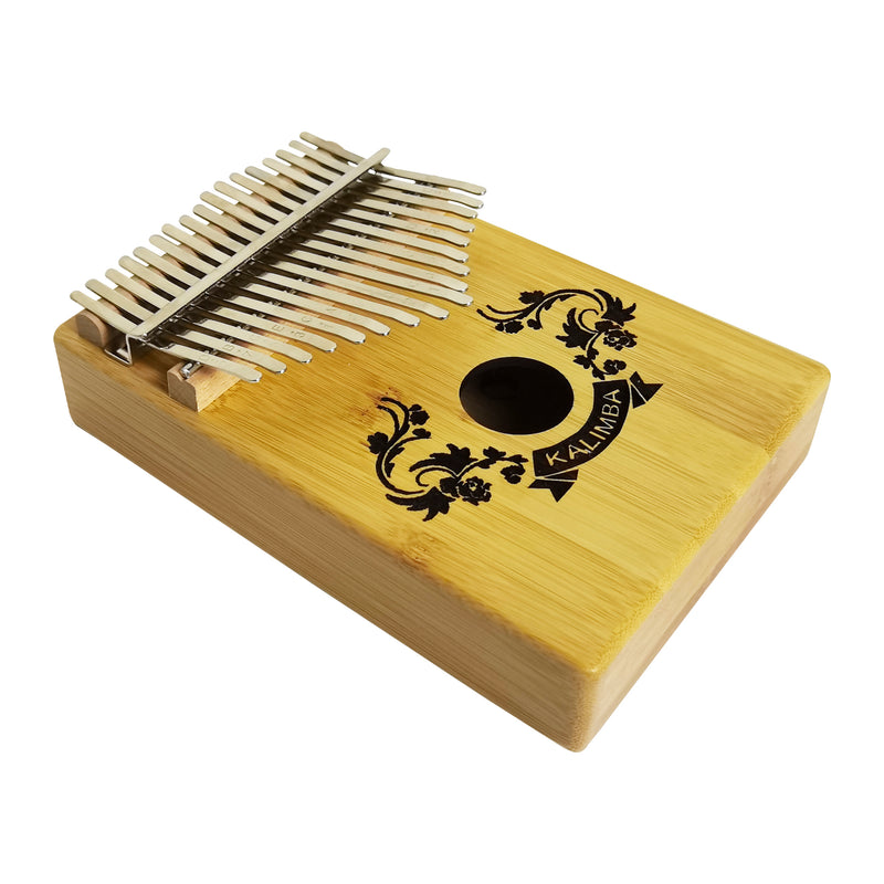 Kalimba 17 keys Golden Bamboo (Carved Double Flower)