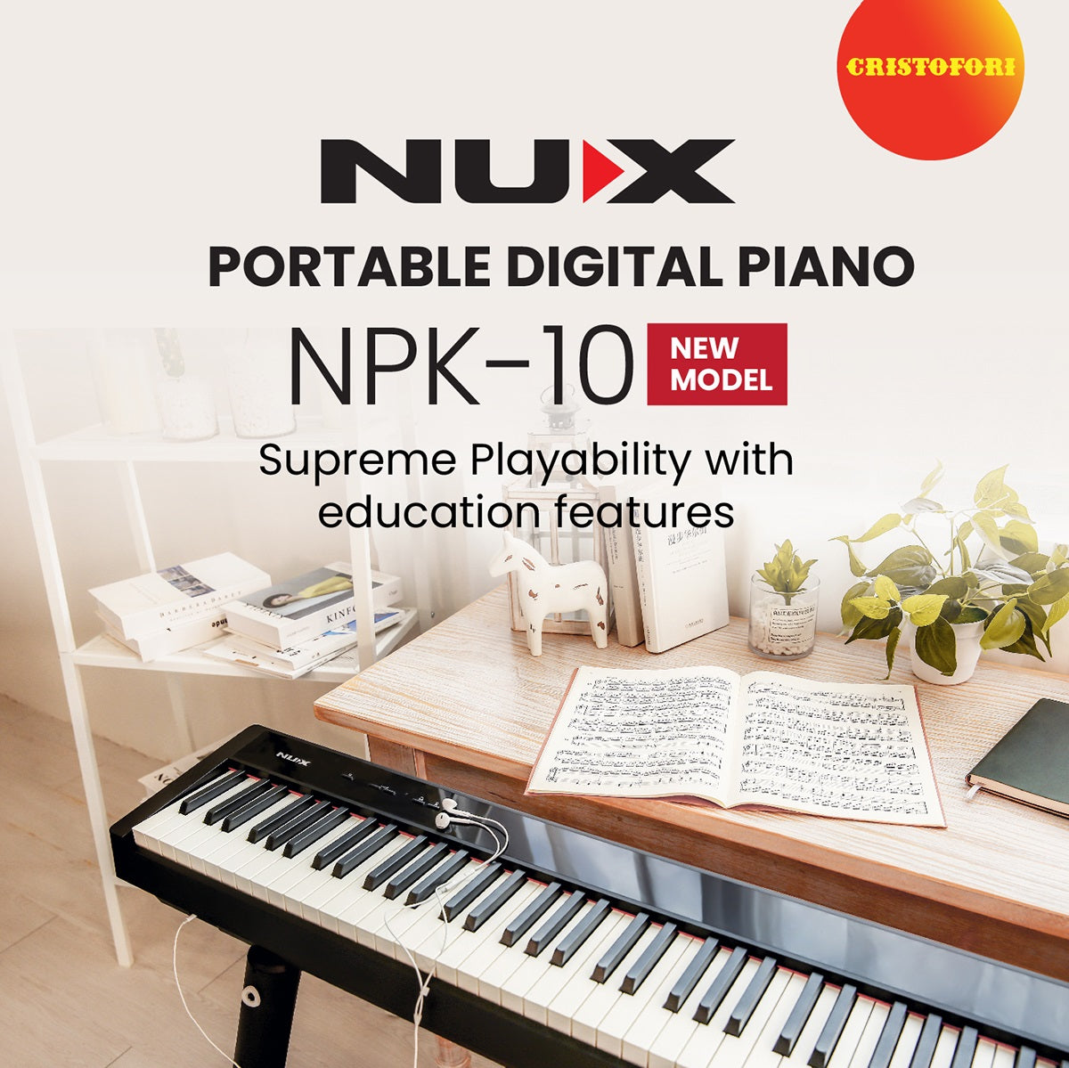 NUX Digital Piano -NPK-10 (White) - with X Stand