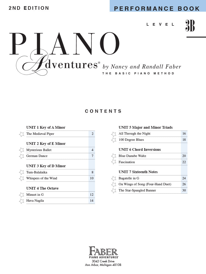 Piano Adventure - Level 3B - Performance Bk