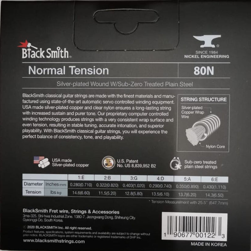 Black Smith 80N 28/43 Silverplated Classical Gtr String Normal Tension