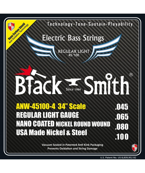 Black Smith Bass String - AOT Coated Nickel Round Wound - Light 45/100