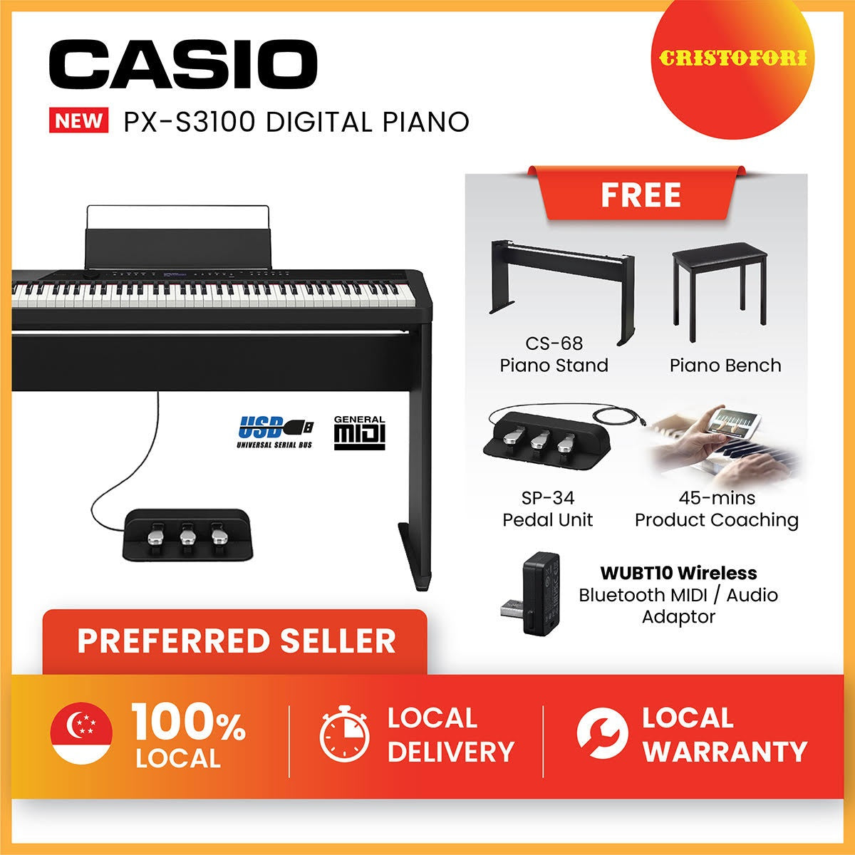 Casio Digital Piano PX-S3100 Black