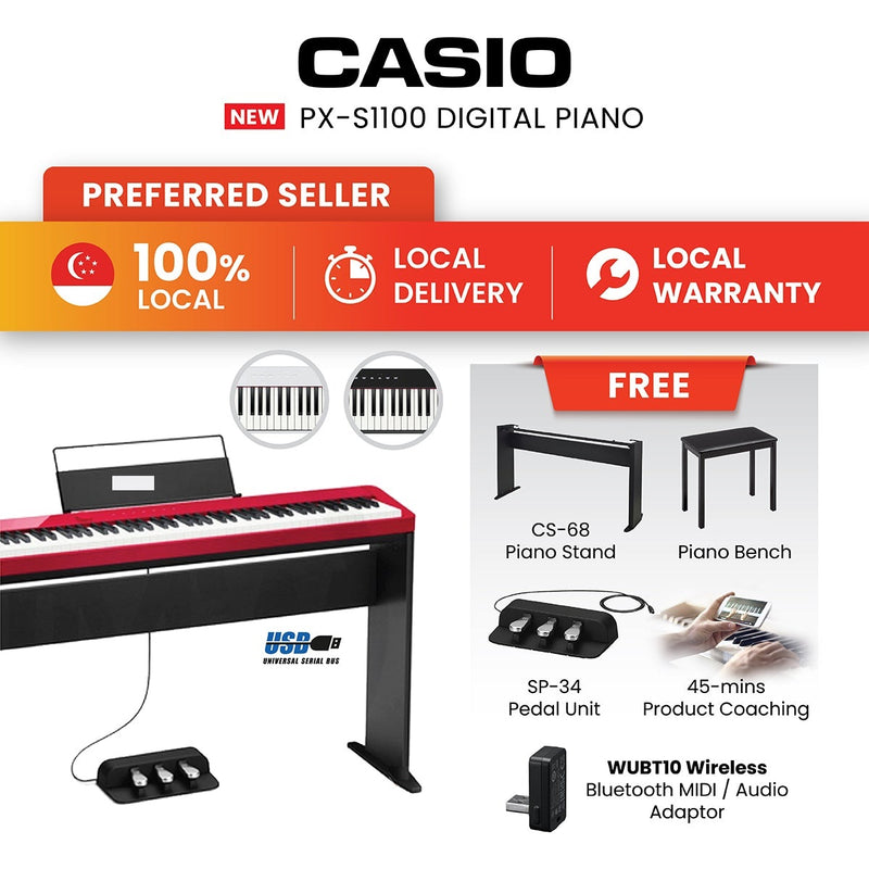 Casio Digital Piano PX-S1100 Red
